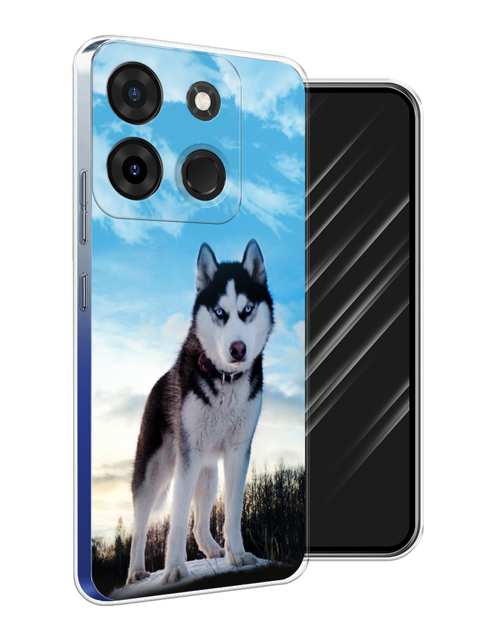 

Чехол Awog на Infinix Smart 7 Plus "Хаски 3", Белый;черный;голубой, 3103950-2