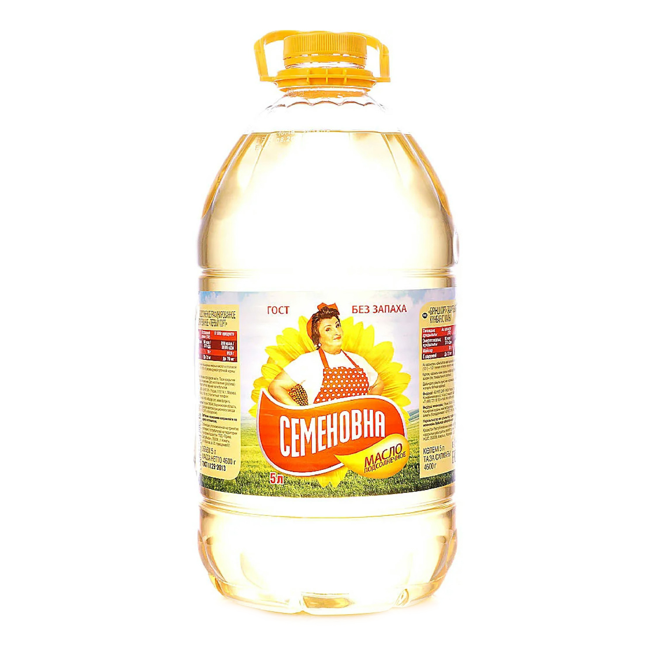 Подсолнечное масло Семеновна рафинированное 5 л