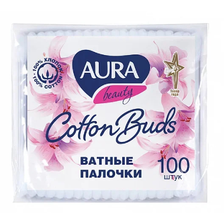 

Набор, AURA, Ватные палочки, 100 шт., 4 шт., Белый