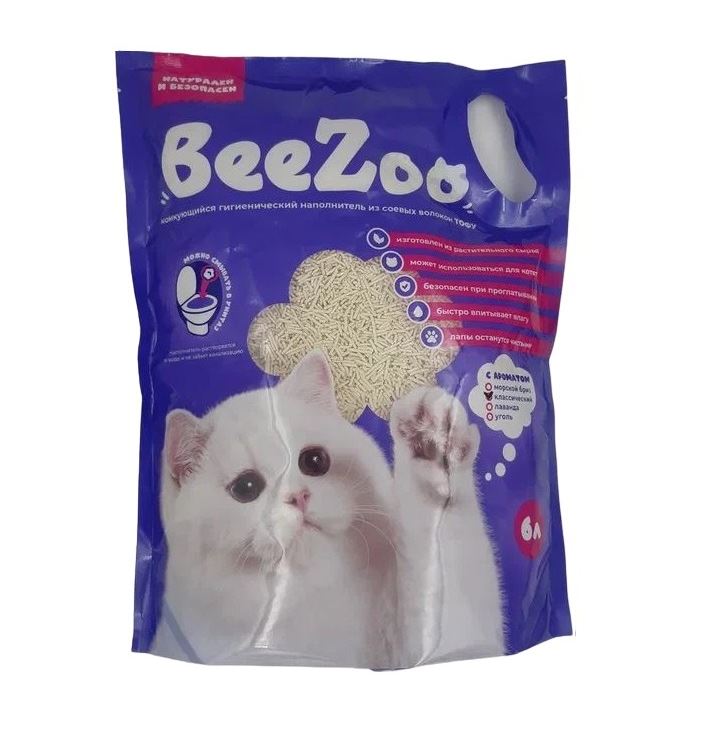 Наполнитель для кошачьего туалета BeeZoo, тофу, аромат классический, 6 л
