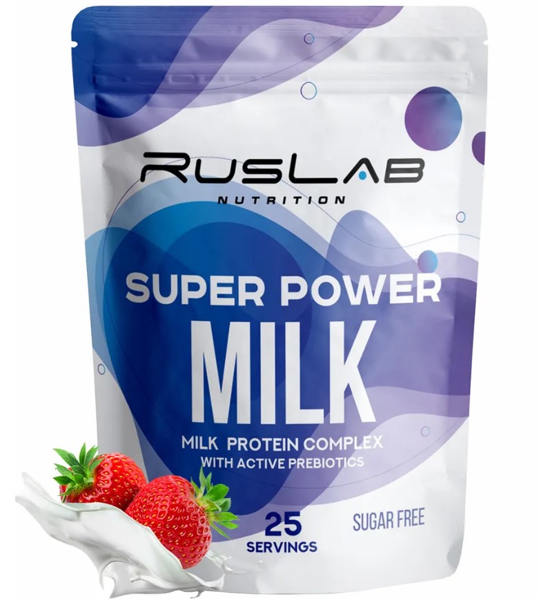 Протеин RusLabNutrition Super Power Milk Клубника со сливками, 800 г