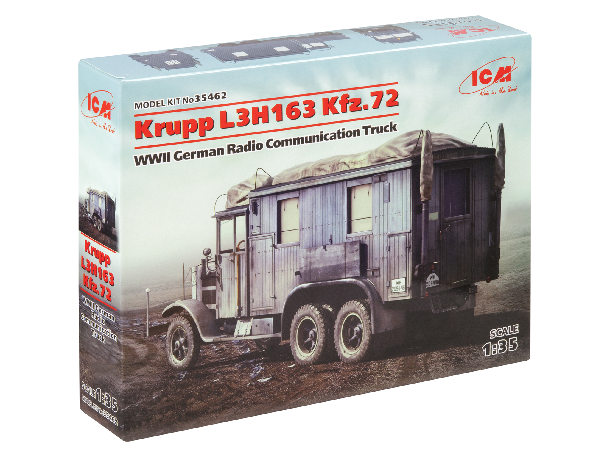 

Сборная модель ICM 1/35 Германский автомобиль радиосвязи, 2МВ Krupp L3H163 Kfz.72 35462