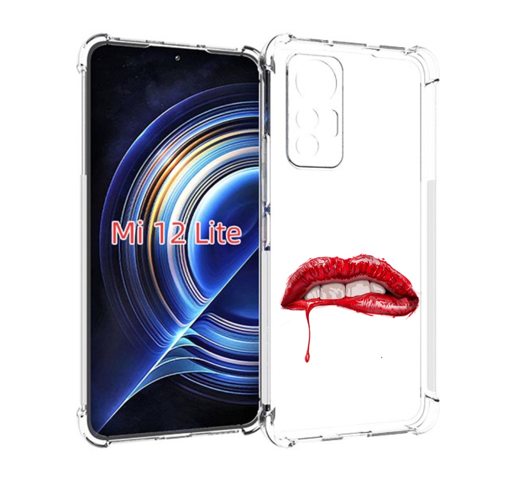 

Чехол MyPads яркие красные губы для Xiaomi 12 Lite, Прозрачный, Tocco