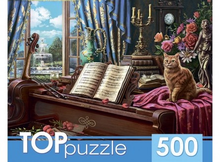 фото Пазлы toppuzzle. рояль и кот, 500 элементов
