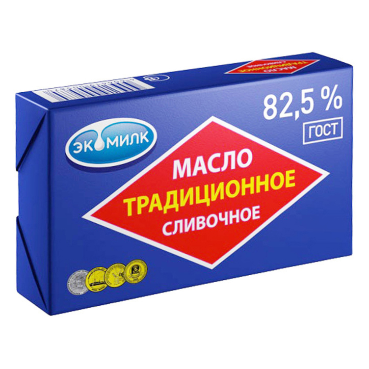 Масло Экомилк сладко-сливочное несоленое 82,5% БЗМЖ 180 г