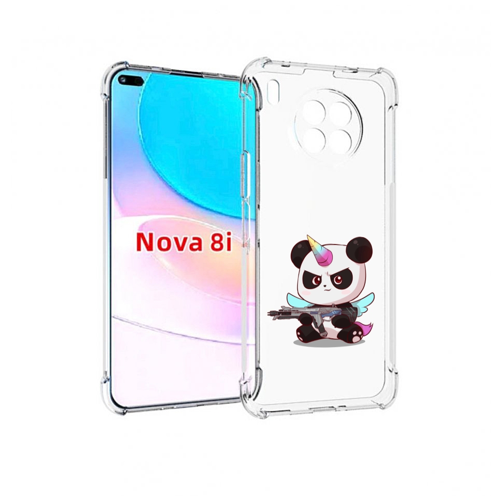 

Чехол бампер MyPads панда-единорог детский для Huawei Nova 8i, Прозрачный, Tocco