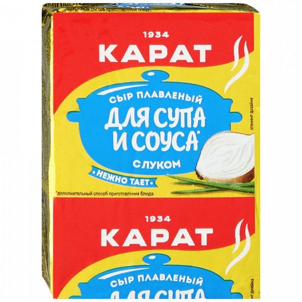Плавленый сыр Карат Для супа и соуса с луком 45% БЗМЖ 90 г