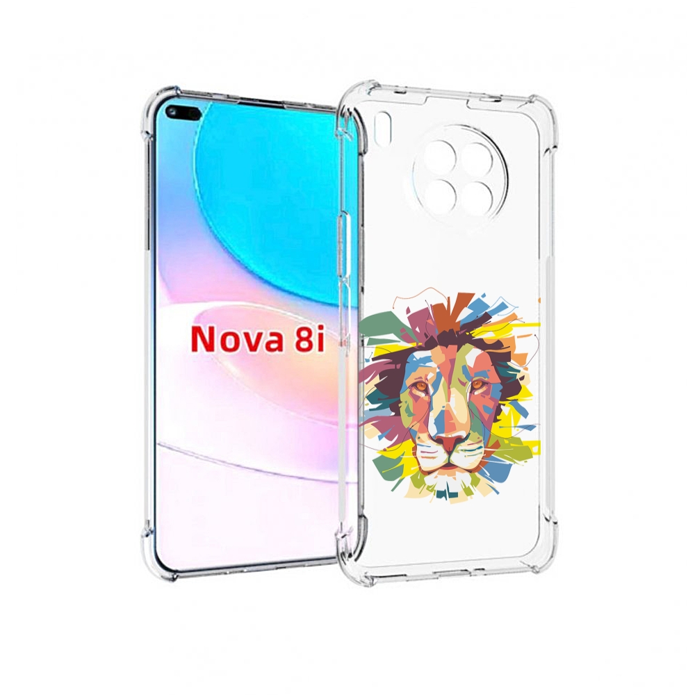 Чехол бампер MyPads разноцветный-лев детский для Huawei Nova 8i