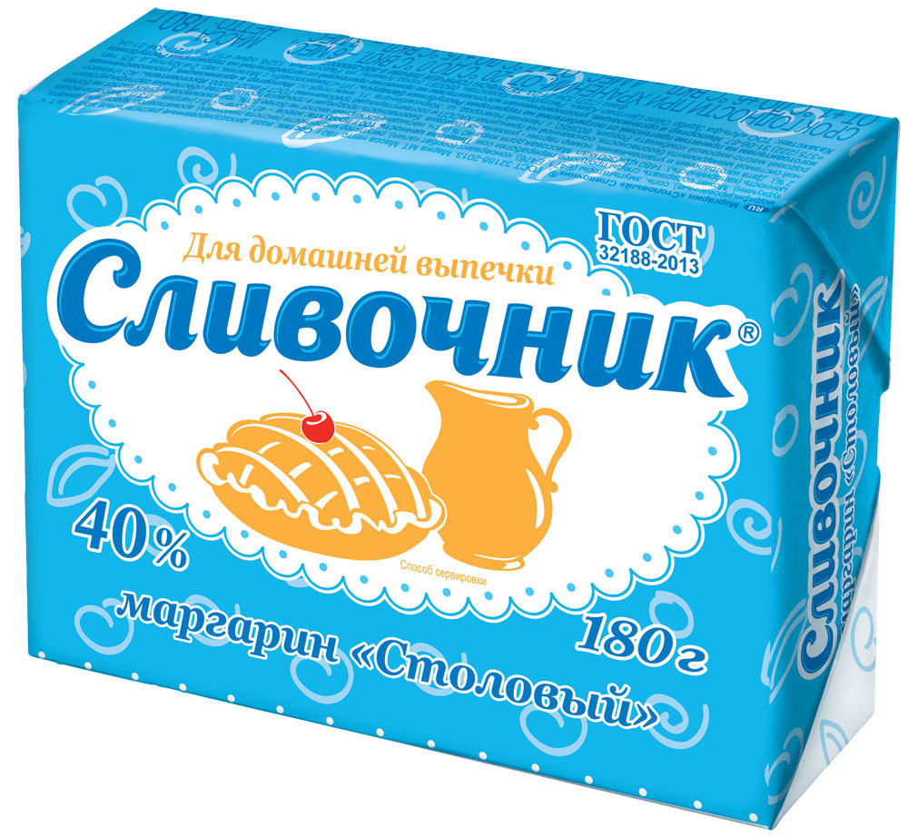 Маргарин сливочник столовый жир. 40 % 180 г пергамент нмжк россия