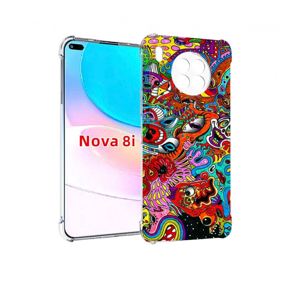 

Чехол бампер MyPads разные абстракции яркие для Huawei Nova 8i, Прозрачный, Tocco
