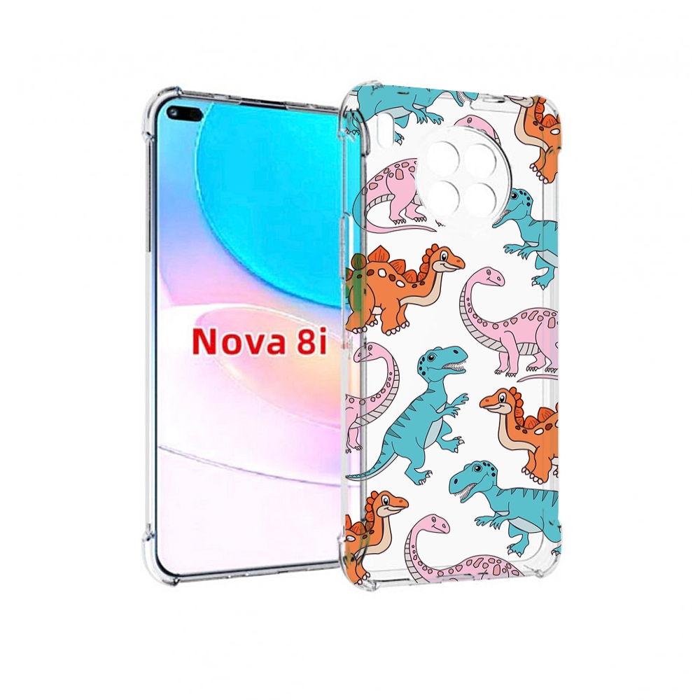 

Чехол бампер MyPads разные-динозаврики для Huawei Nova 8i, Прозрачный, Tocco