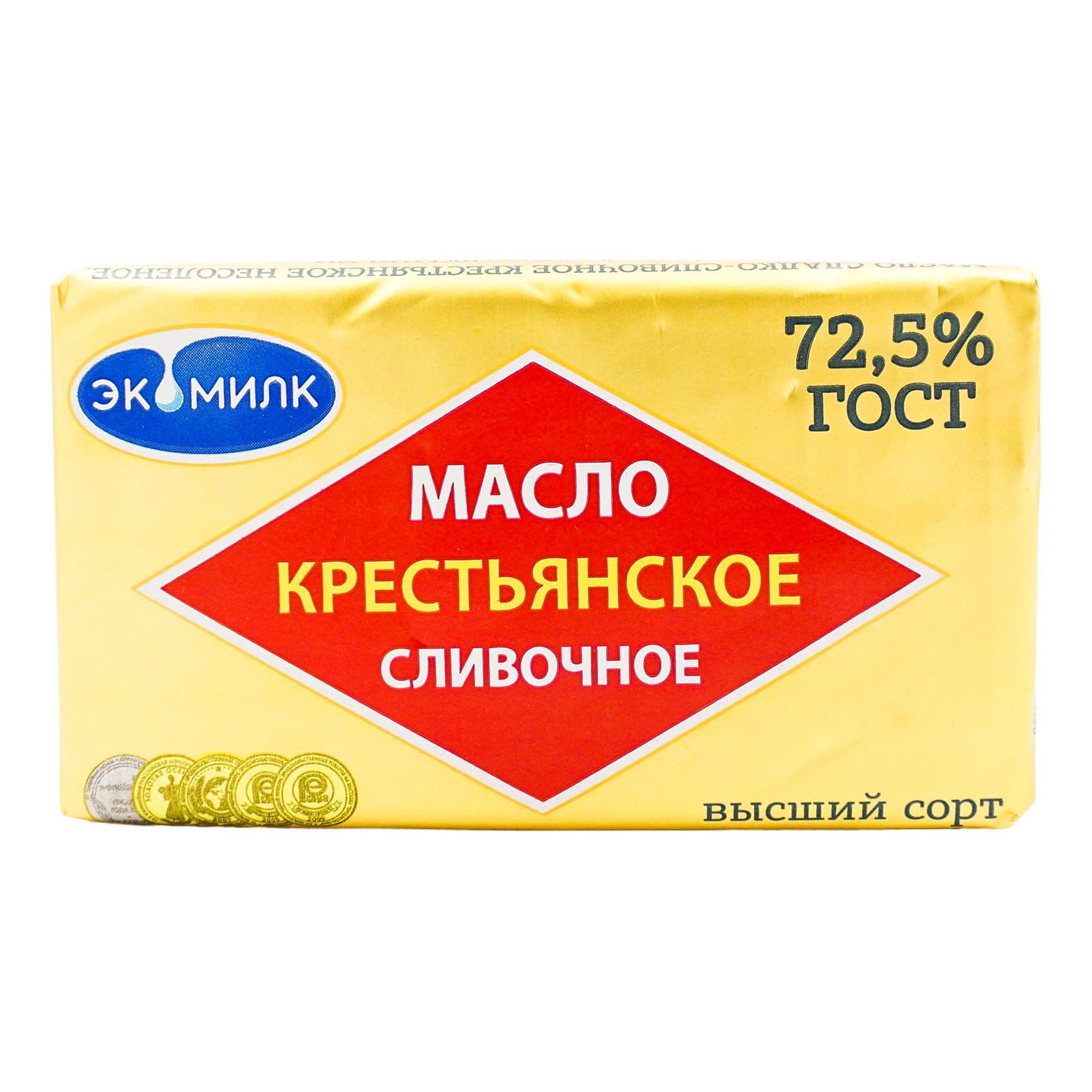 фото Масло сливочное экомилк крестьянское 72,5%, 180 г