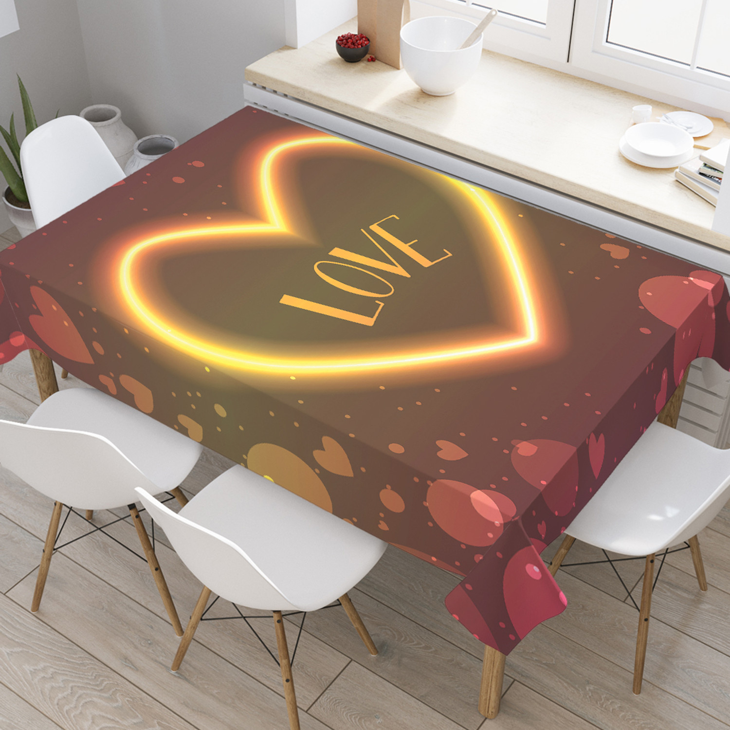 

Скатерть на стол JoyArty Love 120 на 145 см прямоугольная тканевая с рисунком, Коричневый, Love