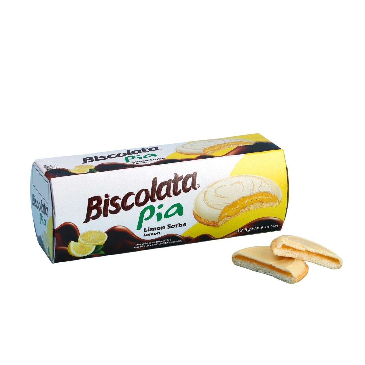 Biscolata Печенье Biscolata Pia в белом шоколаде c лимонной начинкой, 100 г