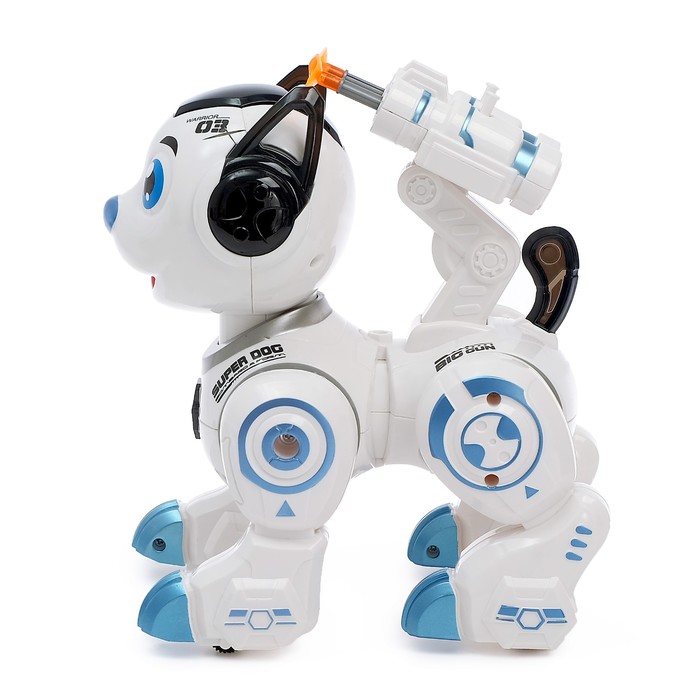 Робот-собака IQ BOT Рокки, стреляет, световые эффекты, работает от батареек синий