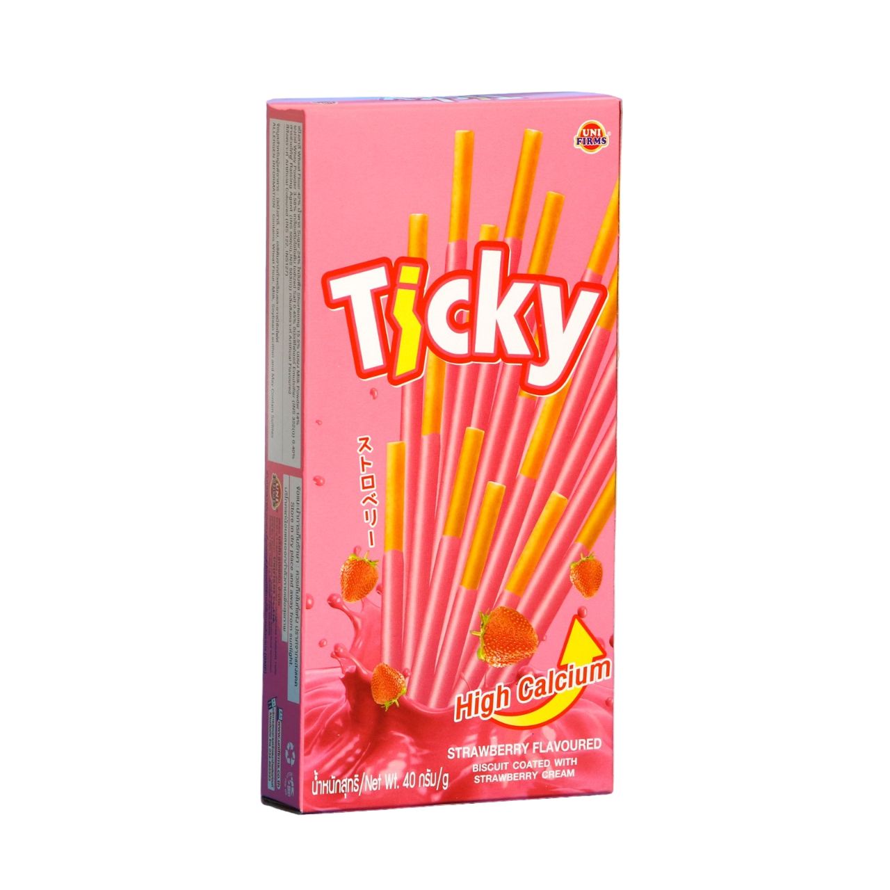 Бисквитные палочки Ticky покрытые клубничным кремом, 40 г