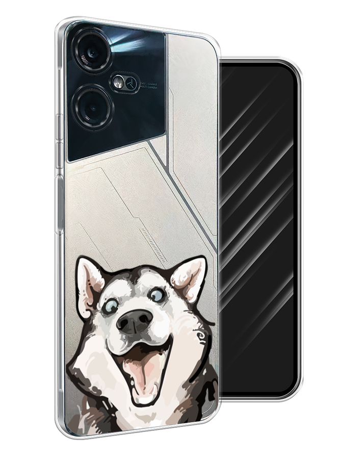 

Чехол Awog на Tecno Pova Neo 3 "Радостный хаски", Белый;голубой;черный, 304450-1