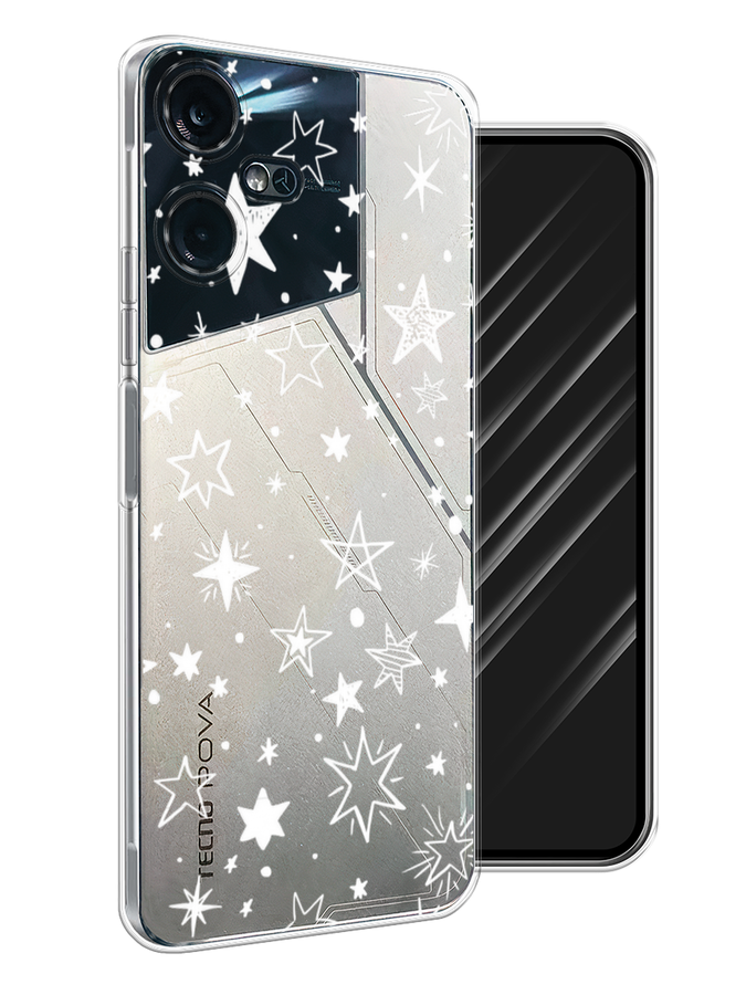 

Чехол Awog на Tecno Pova Neo 3 "Звездочки графика белая", Прозрачный;белый, 304450-7