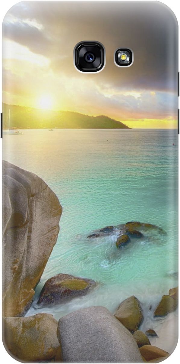 

Чехол на Samsung Galaxy A5 (2017) с принтом "Закат на каменистом берегу", Бирюзовый;желтый, 2298