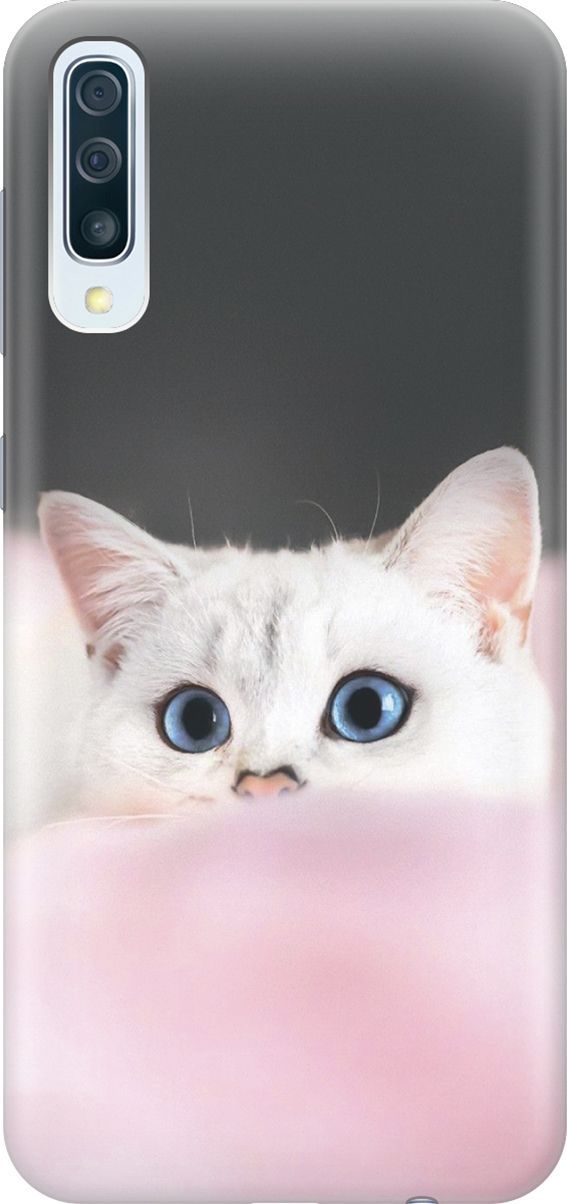 

Чехол на Samsung Galaxy A50/A50s/A30s "Кот на розовом пледе", Белый;розовый, 2299