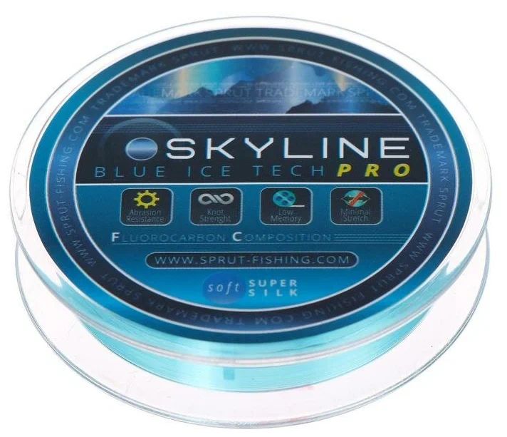 Леска Sprut SKYLINE Fluorocarbon Composition IceTech PRO 0,105 мм, 2,15 кг, 50 м голубой