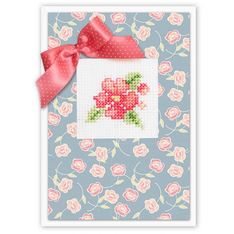 

Набор для изготовления открытки с вышивкой LUCA S "Розовый цветок" 10х14 см, арт.SP 43