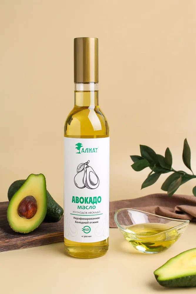 Масло мякоти авокадо, Алнат холодного отжима, нерафинированное, 500 мл