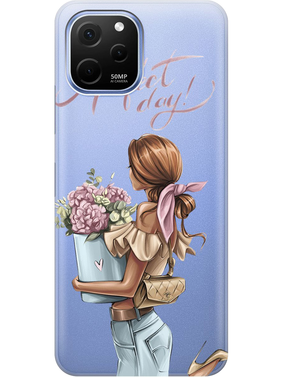 

Силиконовый чехол на Huawei nova Y61 с принтом "Какой прекрасный день" прозрачный, Прозрачный;голубой;розовый, 762098575