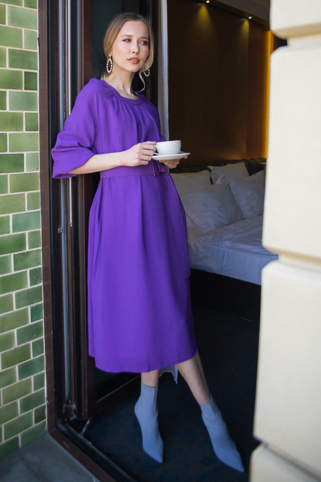 фото Повседневное платье женское baon b459026 фиолетовое s
