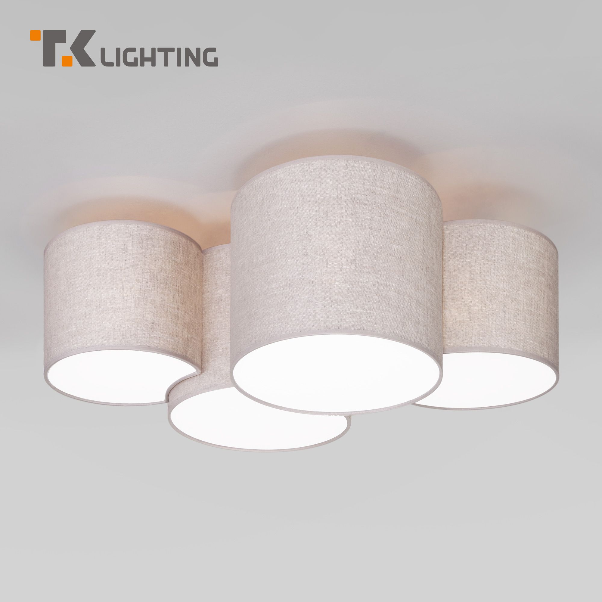 

Потолочный светильник с 4 коричневыми тканевыми абажурами TK Lighting 6592 Mona Nature Е27