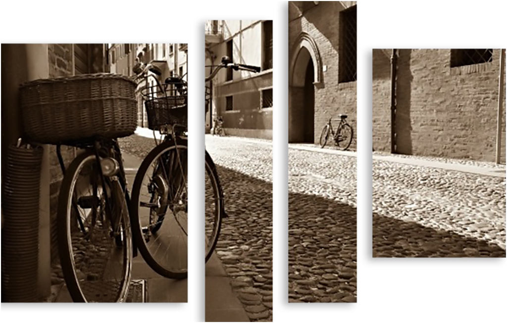 фото Картина модульная на холсте модулка "велосипеды" 120x84 см