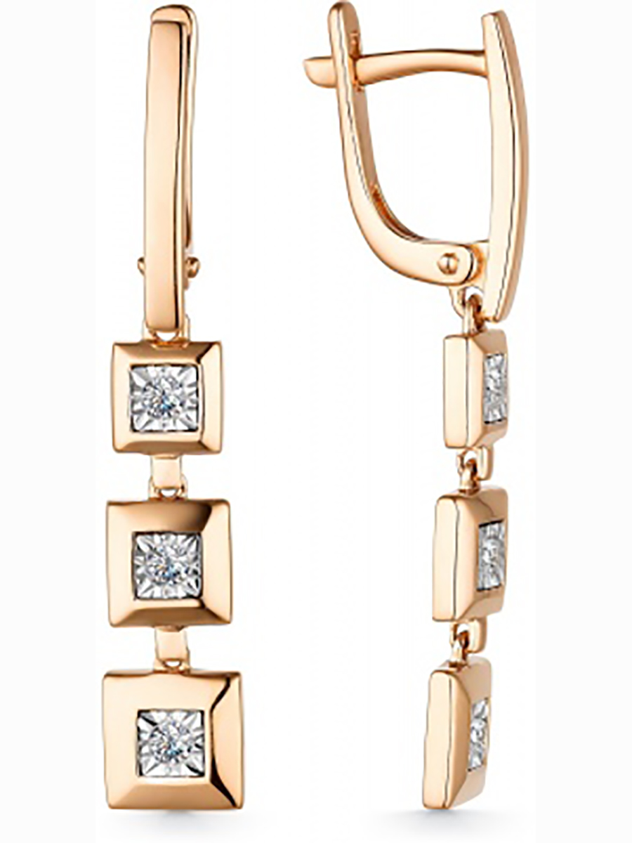 

Серьги с 6 бриллиантами из красного золота Алкор 23383-100, 23383-100