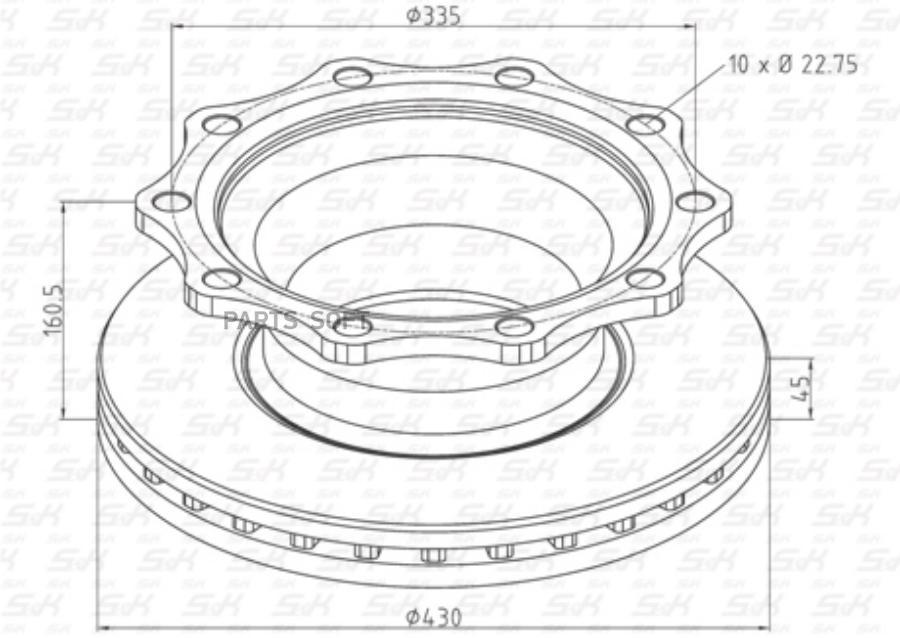 

Диск тормозной [430/x45/160.5 10n-335-d22.75] SAF