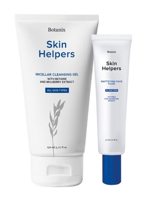 фото Набор skin helpers: мицеллярный гель 150 мл + матирующий флюид для лица 30 мл.