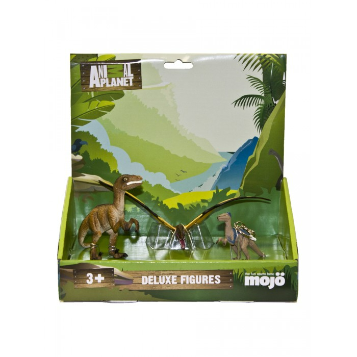 

Набор фигурок Mojo Animal Planet L: Велоцираптор M, Тропеогнат L, Велоцираптор брелок, 387079375444P