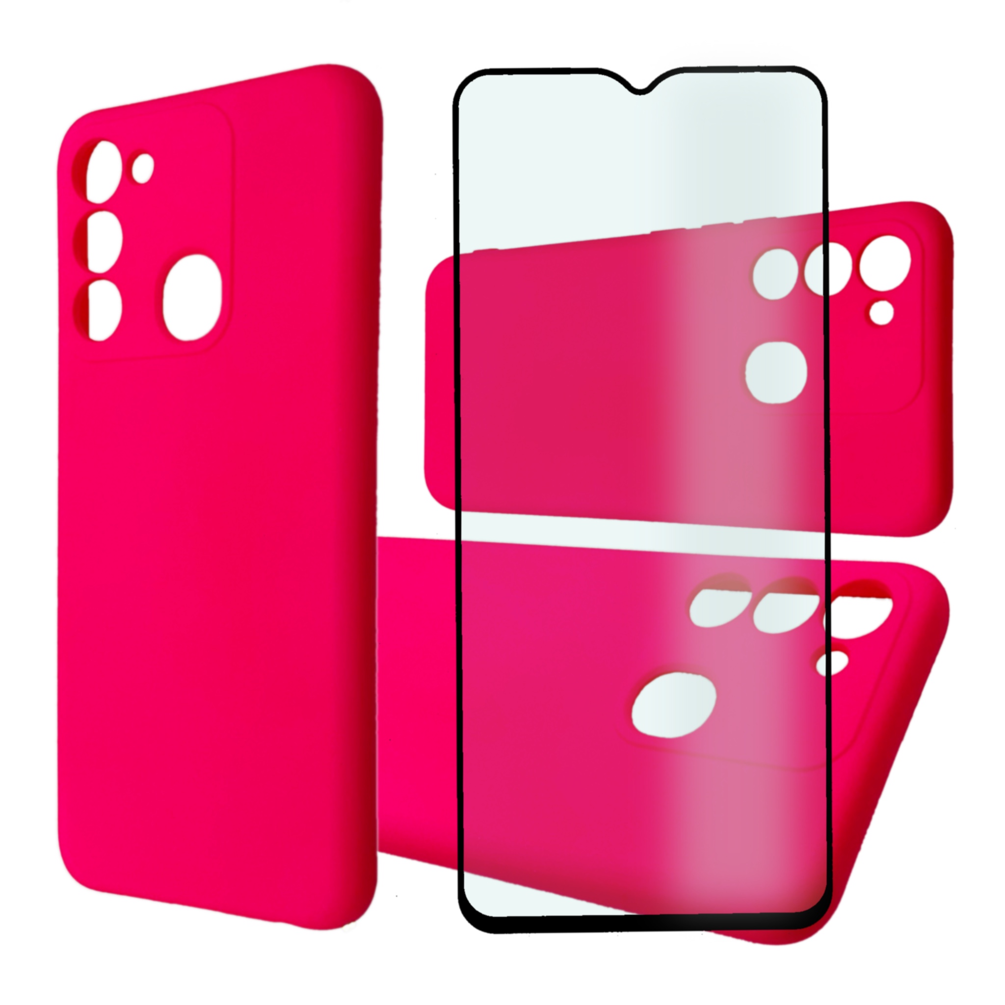 

Чехол силиконовый и стекло Qvatra для Tecno Spark 8C розовый, для Tecno SPARK 8C розовый