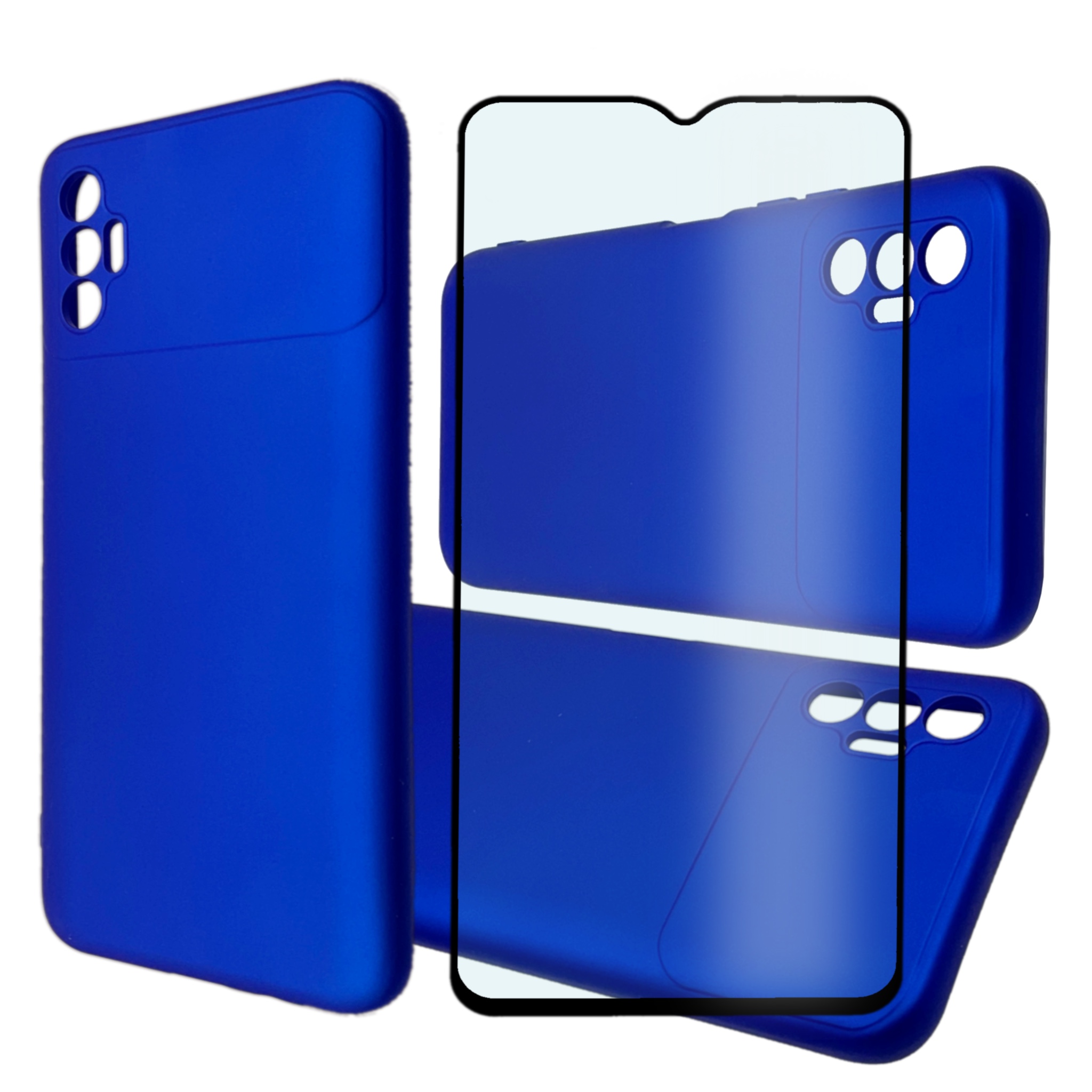 

Чехол силиконовый и стекло Qvatra для Tecno Spark 8P синий, для Tecno SPARK 8P синий