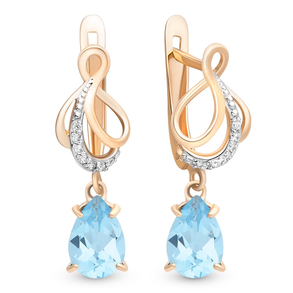 

Серьги из золота 585Gold 202006855, топаз/фианит, 202006855