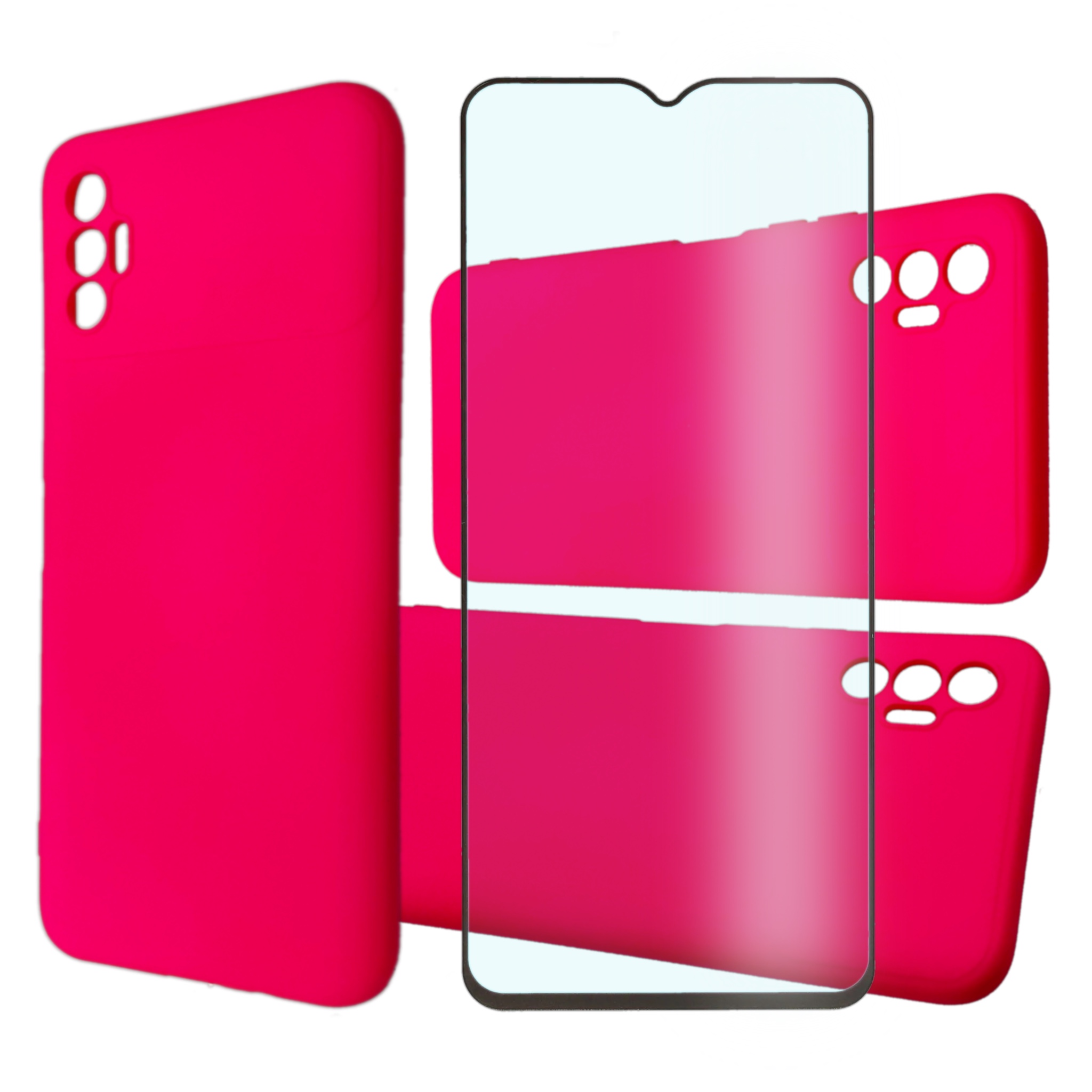 

Чехол силиконовый и стекло Qvatra для Tecno Spark 8P розовый, для Tecno SPARK 8P розовый