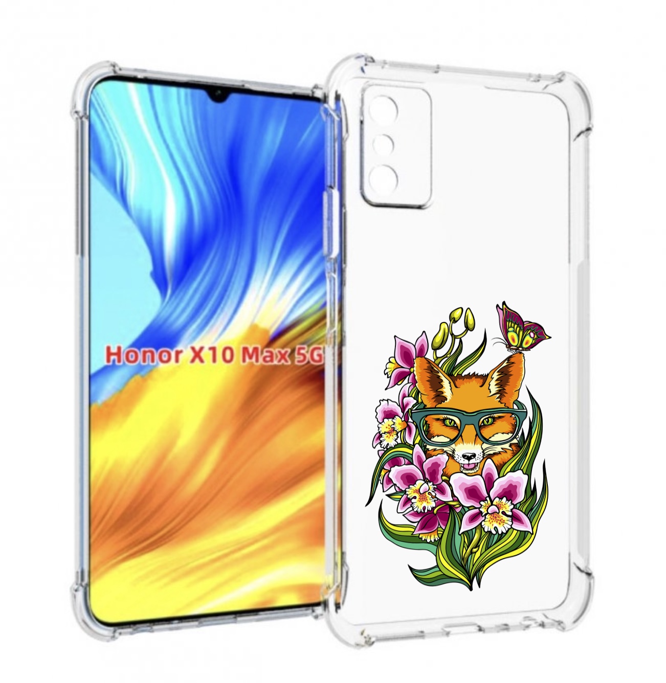 

Чехол MyPads Лиса в цветах для Honor X10 Max, Прозрачный, Tocco