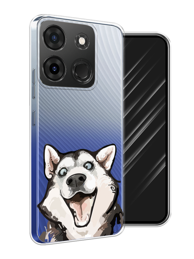 

Чехол Awog на Infinix Smart 7 Plus "Радостный хаски", Белый;голубой;черный, 3103950-1