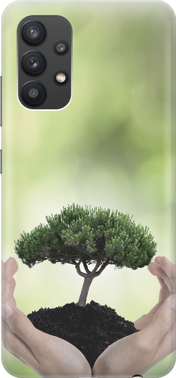 

Силиконовый чехол на Samsung Galaxy A32 с принтом "Оберегайте природу", Бежевый;зеленый, 2848