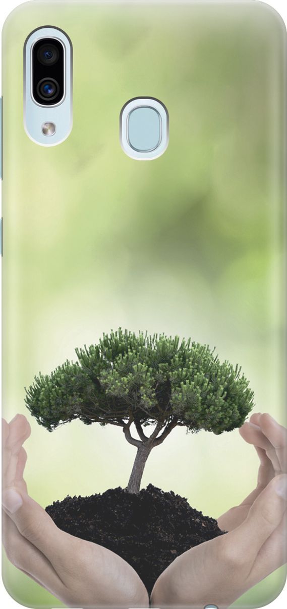 

Силиконовый чехол на Samsung Galaxy A40 с принтом "Оберегайте природу", Бежевый;зеленый, 2849