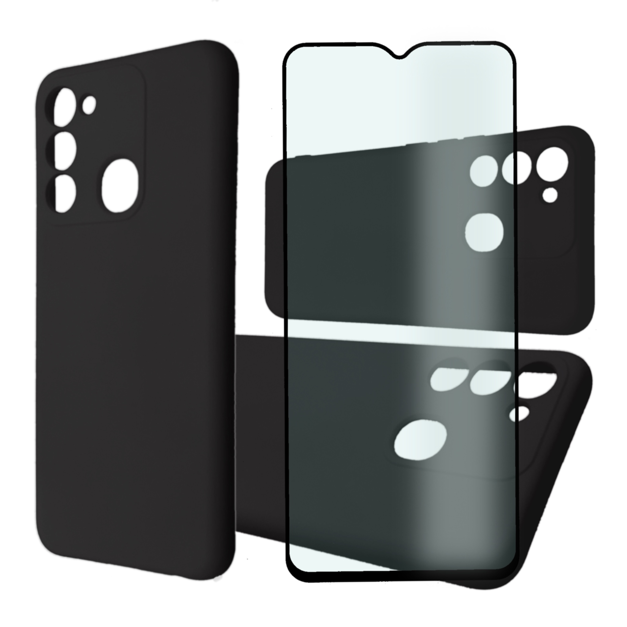 

Чехол силиконовый и стекло Qvatra для Tecno Spark GO 2022 черный, для Tecno SPARK GO 2022 черный