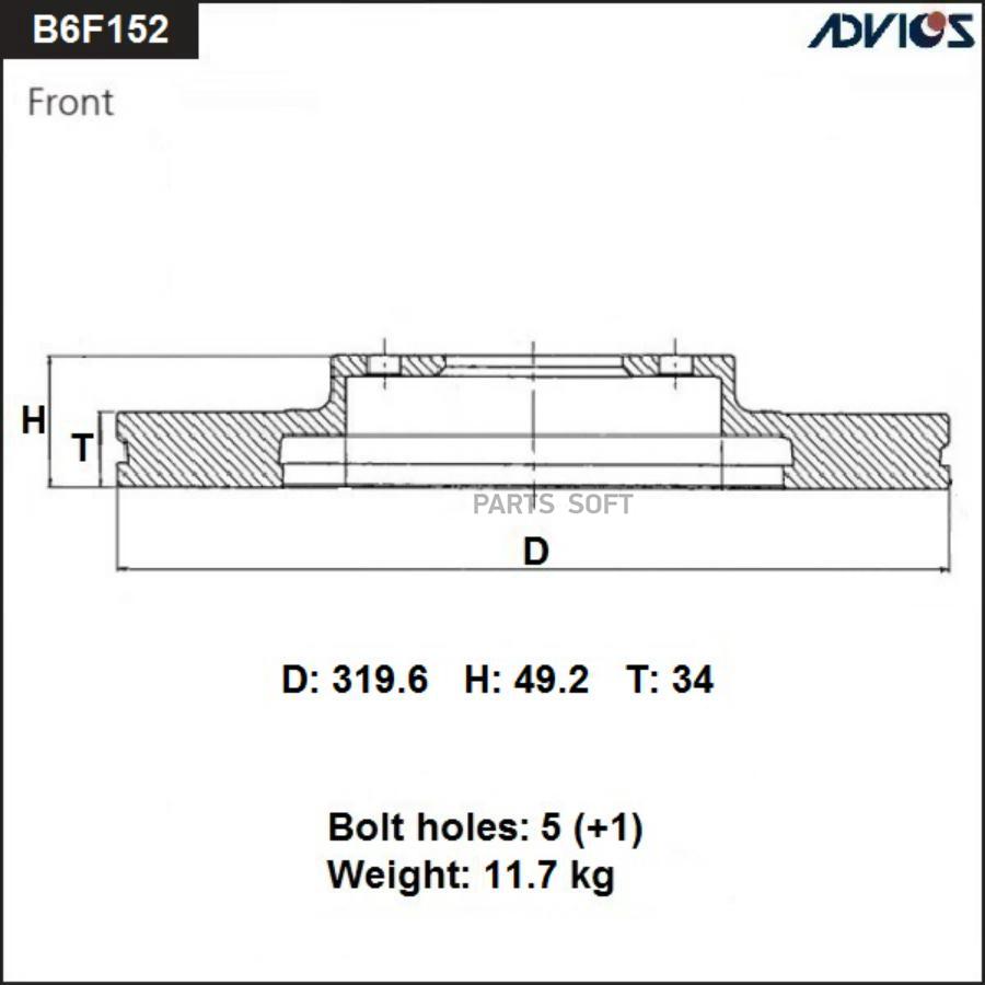 

Диск Торм. Пер. Infiniti Fx35 / Qx70 S51 ADVICS арт. B6F152B