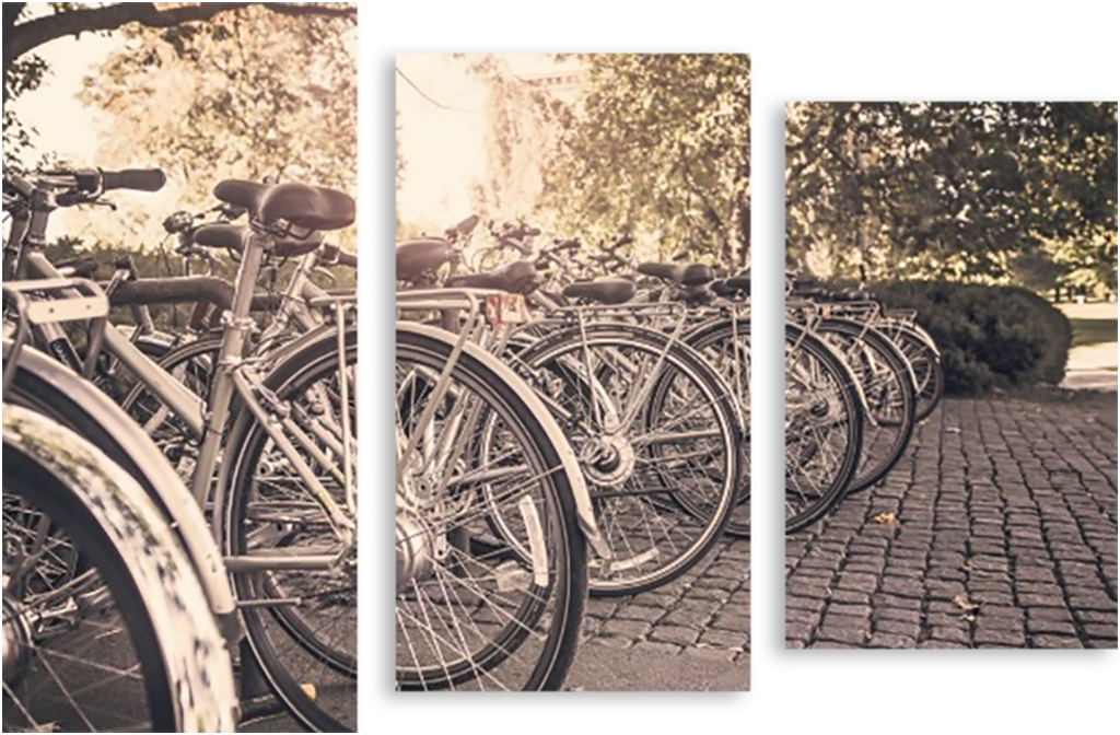 фото Картина модульная на холсте модулка "велосипеды" 150x105 см