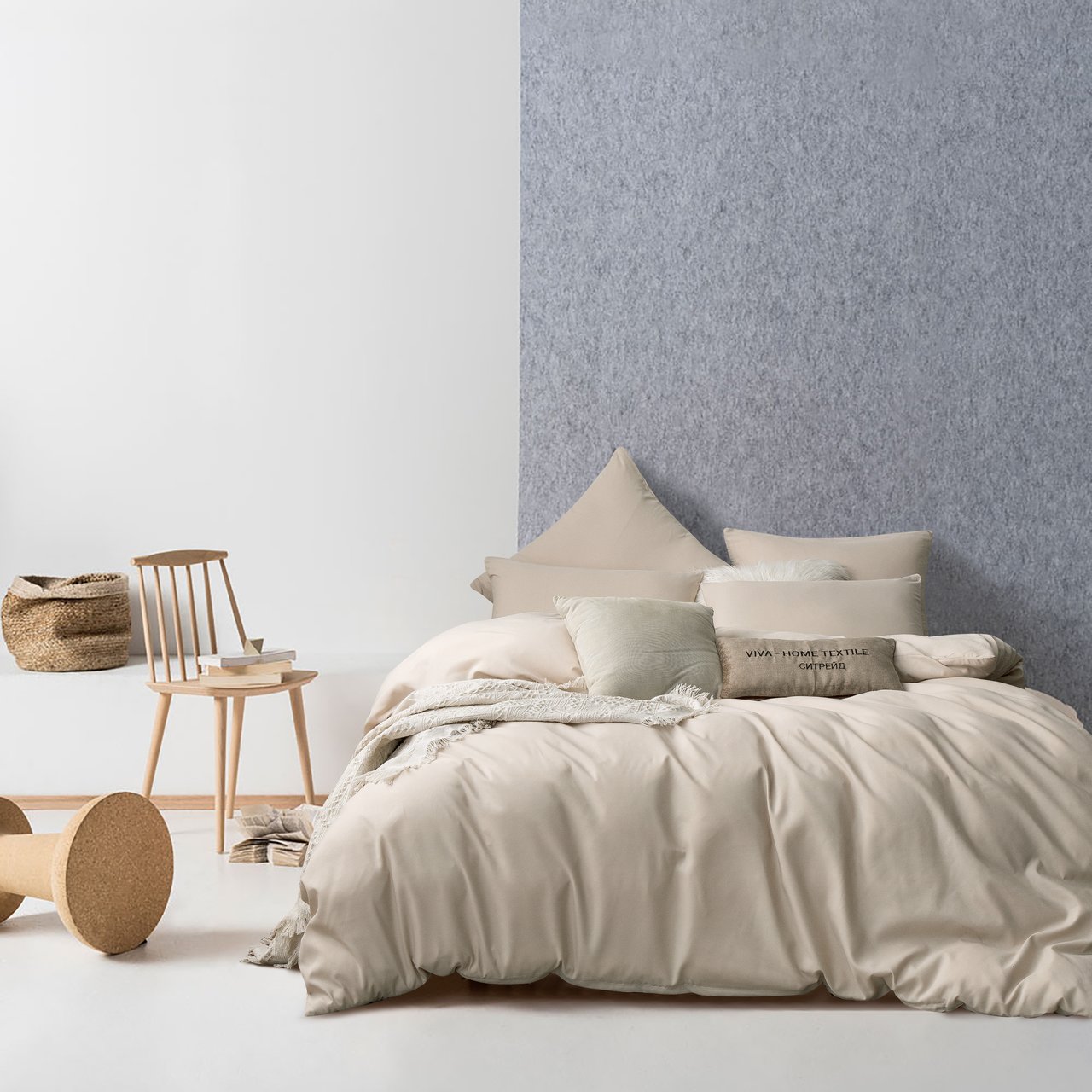 Постельное белье СИТРЕЙД однотонное Cream, 2-х спальное, наволочки 50x70 см - 2 шт, Ситрейд CS