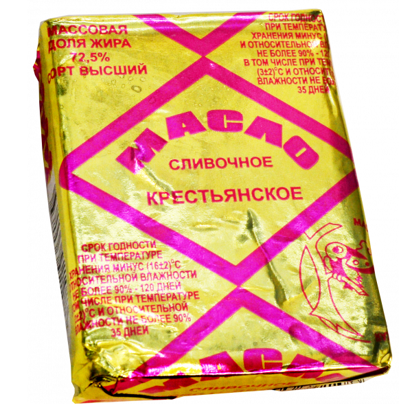 фото Масло крестьянское бзмж сливочное жир. 72.5 % 180 г маслобаза калининградская россия nobrand