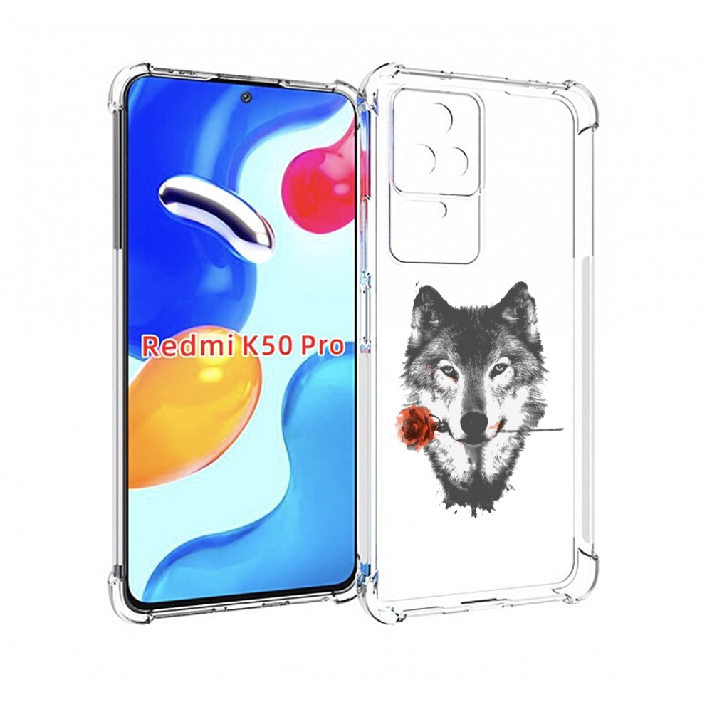 

Чехол MyPads волк с розой для Xiaomi Redmi K50 / K50 Pro, Прозрачный, Tocco