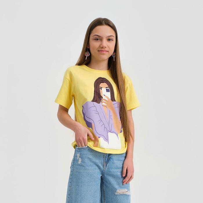 

Футболка для девочки KAFTAN, Selfie, 134-140, жёлтый, Selfie